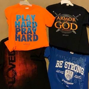 Men’s Small  lot of 4 Christian t shirts #010101